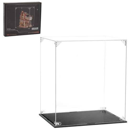 ROBOTIME Caja expositora acrílica de 28,6 x 22,9 x 31,3 cm, transparente a prueba de polvo, para rompecabezas de madera 3D, modelos pequeños y coleccionables, capacidad de peso de 7 kg, RFM04