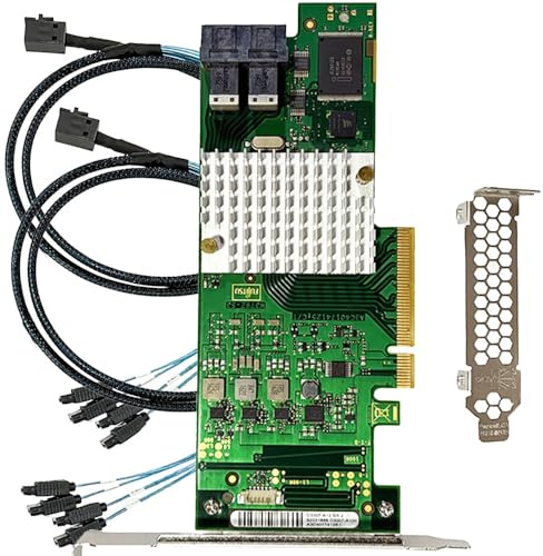Carte HBA SAS Compatible 9211-8i & LSI 9300-8i IT Mode, Carte d’Extension PCIe SATA 8 Ports 12 GB/s PCIe 3.0 x8, expandeur SAS, 2× SFF-8643→4× SATA, ZFS/TrueNAS