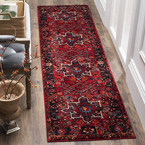 SAFAVIEH Vintage Hamadan Collection Runner Rug - 2'3 x 8', Red & Multi, Traditional Persian Design, Non-Shedding & Easy to Clean, Ideal for Hallway, Foyer, Entryway, Bedroom (VTH211A)