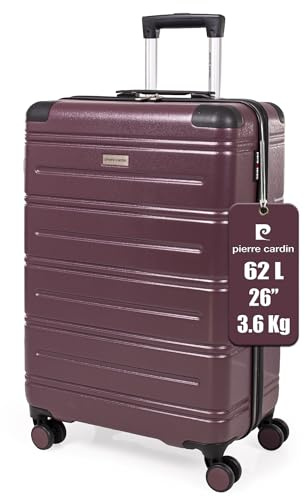 Pierre Cardin Valise Lyon CL889 en ABS - Bagage de Voyage avec 8 Roulettes Pivotantes | Poignée Télescopique | M, Prune