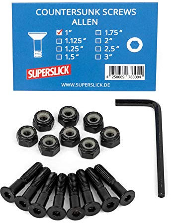 Superslick Skateboard Schrauben Set 1 Zoll Senkkopf Montage Satz Innen-Sechskant