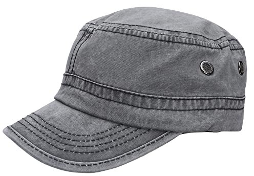 Leoodo Herren Damen Military Army Stil Cap aus Baumwolle verstellbare Sonnen Kappe für Wandern und Sport, Mütze Farbe 2020:Anthrazit
