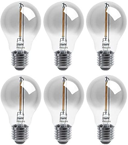 NCC-Licht 6 x LED Filament Leuchtmittel Birnenform 2,3W = 15W E27 Rauchglas smoky 136lm warmweiß 2700K