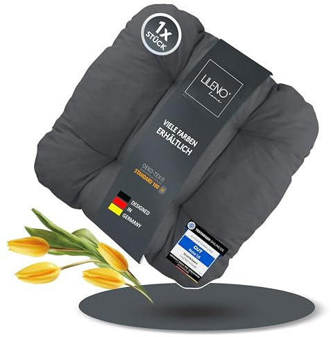 LILENO HOME Juego de 1 cojín para silla antracita (38 x 8 cm) asiento jardín, cocina o comedor -Cómodos y resistentes a los rayos UV en interiores exterior