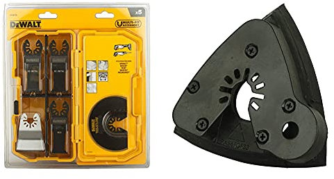 DeWalt DT20705-QZ Oscillating Multi-Tool Accessory Set in Tough Case & DT20700-QZ Sanding Platen Multi-Tool Blade, 93mm x 93mm, Black
