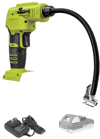 Auto Joe 24V-AJC1-LTE-P1 24-Volt IONMAX Cordless Portable Air Compressor Kit, w/ 2.0-Ah Battery, Charger, Storage Bag, and Nozzle Adapters