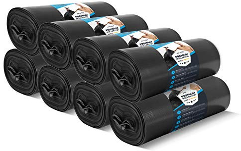 Müllsäcke 240 Liter 70 μ Premium Schwerlast Müllsäcke XL für Industrie - Extrem reißfest - Rolle Sack schwarz Beutel für Mülltonne - Abfallsäcke (150 Beutel - 15 Rollen)