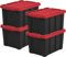 Iris Ohyama Heavy Duty Organisation Boxes, 21L, 4er-Set, Rot, Kompakt, Robust, Stapelbar, Aufbewahrungsbox, Für Garage, Regale, Umzug, Plastik, Utility, Werkzeugkiste, DDSKT-210