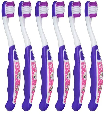 Wellsamed Sparset mit 6 Stück Kinderzahnbürsten Lila mit Einhorn-Aufdruck, Zahnbürste für Kinder und Babys von 0-6 Jahren