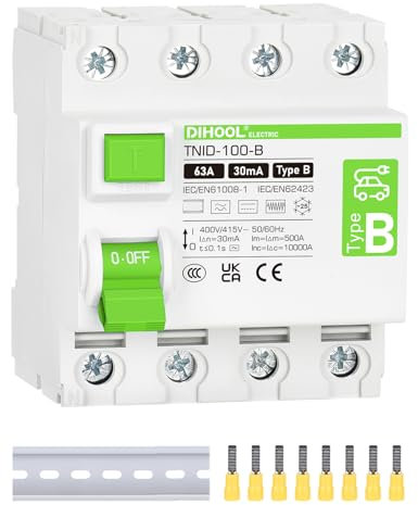 DIHOOL FI Typ B schutzschalter 63A 30mA 4 polig fehlerstromschutzschalter DC 6MA für Ladezubehör Elektrofahrzeuge