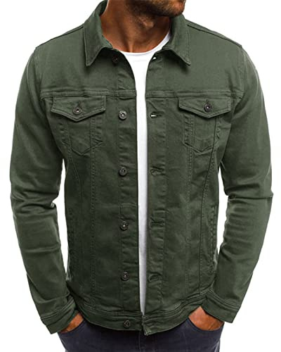 OXITA Arbetsjacka Classic Slim Men's Denim Jacket Jeans Jacket Streetwear Lapel Single Breasted Pocket Solid Jacket.