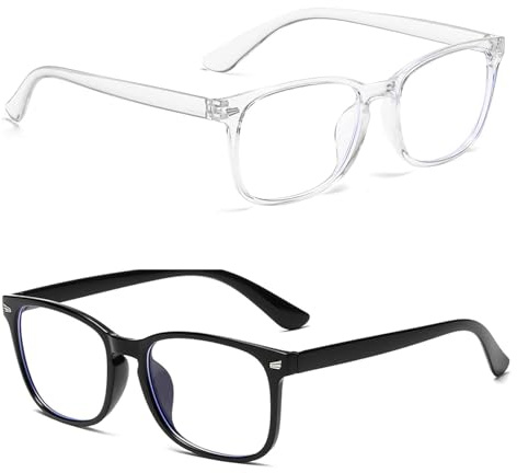 ZSRVAJ 2 Pcs Blue Light Glasses, Fake Glasses, Anti Glare Glasses, Blue Light Glasses Men Anti Glare Clear Computer Glasses to Prevent Eye Strain Super Light Weight Fashion