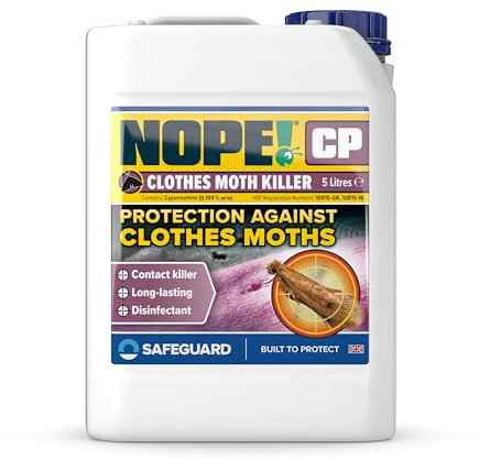 NOPE! CP Moth Killer Spray (5L) - Fast acting, Odourless, Long-lasting Moth Repellent for Clothes, Home, Wardrobe, Room & Carpets.