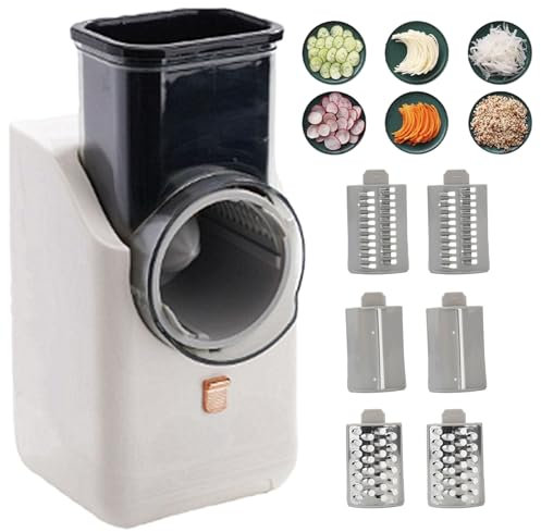 Electric Cheese Grater Automatic Cheese Grater with 6 Blades Vegetable Shredder Safe Operating Electric Grater USB Charging Shredder for Home Kitchen Food Processor Salad Maker, Food Processor