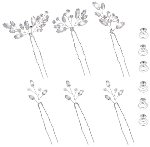 12 PCS Silver Bridal Hair Pins, Wedding Hair Pins Set Bridal Hair Accessories Rhinestone Flower Wedding Hair Crystal Bridal Hair Pins for Bride Bridesmaids Party