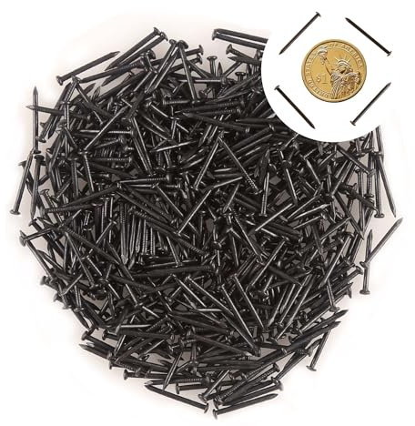newlng 500PCS Small Nail Round Head Tiny Nails String Art Nails Hand-Made Hardware Accessories Fasteners Mini Nail 1.5mm X 25mm/0.06X1(DXL) Black