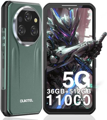 OUKITEL WP39 Pro 5G Telephone Portable Incassable,36Go RAM +512Go ROM/2To,11000mAh/33W, MTK Dimensity 6300 Octa-Core,6.6 FHD+ IPS Smartphone Incassable Android 14,64MP+32MP,Dual SIM/NFC/OTG,Vert