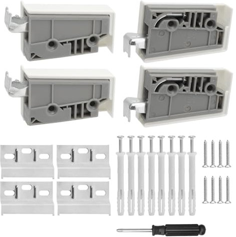 ZMDMAH 4 Piezas Soporte de Pared para Armario, Ajustable Soportes Armario Capacidad de Carga de 60 kg Fabricado en Plástico ABS y Hierro, Herrajes Colgar Muebles para Armarios de Cocina Baño y Salón