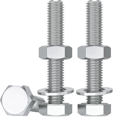 Drenky Tornillos Hexagonales M8 X 60 mm Juego de Tornillos y Tuercas Arandelas 10 Piezas Pernos y Tuercas Acero Inoxidable A2 V2A, DIN933 / DIN934 / DIN125