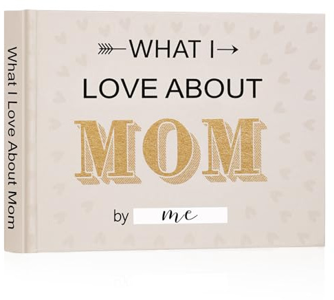 Miaikoe What I Love about Mom Book, Fill-in-the-Blank Love Journal bok för mamma mors dag födelsedag julklappar strumpfyllare för mamma (beige)