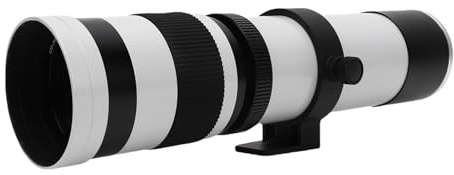 Zunate Lenti Zoom di Teleobiettivo da 420 a 800 Mm, Obiettivo Manuale Focus F8.3 Apertura di Lenti in Vetro Ottico, Tutto il Design in Metallo, per la Telecamera a Specchio a Montaggio (WHITE)