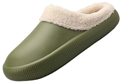 Zapatillas de estar por casa para mujer, cálidas, mullidas, impermeables, zuecos de jardín con piel, zuecos cerrados con forro para invierno, pantuflas de felpa para interior y exterior, zapatillas de