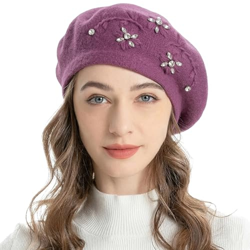 ZLYC Women's Womens French Beret Hat Reversible Cashmere Beret Beret