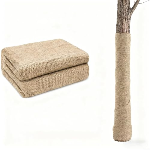 Alanmoship Rouleau de toile de jute naturelle de 101,6 cm x 3 m pour protection contre le gel des plantes d'hiver et les arbres de jardin, tissu respirant pour parterre de légumes (1 x 3 m)