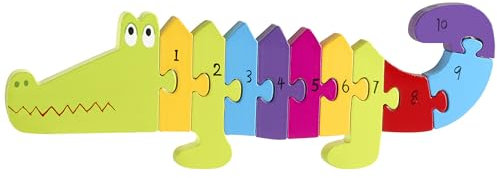 Orange Tree Toys - Crocodile Wooden Number Puzzle for 1 Year Old & Toddler, Montessori Jigsaw Puzzle Games, Early Development & Activity Toys