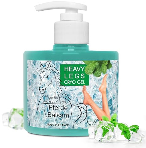 Gel Froid Jambes Légères, Effet Cryo, Force Baume du Cheval, Rafraîchissant, Apaisant, Sport, Muscles, Articulations, Contiens des Huiles Essentielles, 300 ml