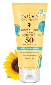 Babo Botanicals Sheer Mineral Sunscreen Lotion SPF 50 with 100% Mineral Active Ingredients - for Babies, Kids or Extra Sensitive Skin - Lightweight, Water Resistant & Fragrance Free - 3 fl. oz.