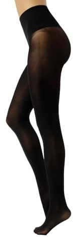 CALZITALY Medias Tupidas, Medias sin Costuras, Medias Opacas con Cinturon Confort, Pantys 50 DEN, Negro, Azul Marino, Verde, Jeans, Portwine, S, M, L, XL, XXL, 50 DEN, Made in Italy (XXL, Negro)
