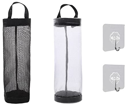 Butyeak Soporte para Bolsa de plástico Bolsa de Basura de Malla Dispensadores de Almacenamiento Colgantes Plegables Organizador de Soporte Reciclaje Bolsillo de supermercado 2 Ganchos Cocina