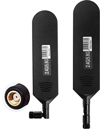 Vecys Dual Band WiFi 2.4GHz 5.8GHz Antenna 12dBi ad Alto Guadagno Omnidirezionale Glue Stick RP SMA Maschio Antenna per Router WiFi Scheda di Rete Wireless (Nero, 2 PCS)