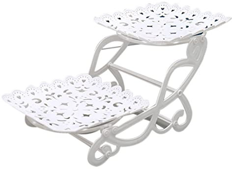 Lrtzizy Soporte de Postre de Pastel de 2 Niveles Soporte de Bandeja de Galletas de PasteleríA de Cupcakes Soporte de Fruta de Buffet de Dulces Uso de Boda una Cuadrado