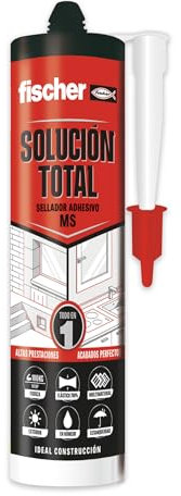 fischer - Solución Total Negro 290ml | Alta Elasticidad y Adherencia | Uso Interior y Exterior | Pintable y Resistente a UV | Para Construcción, Automoción y Techos