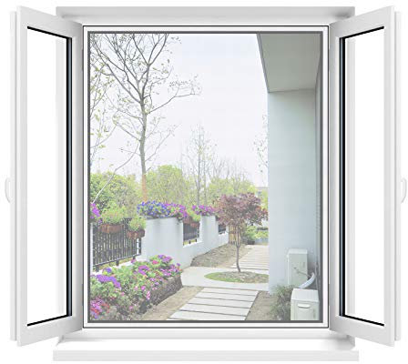 Apalus Moustiquaire Transparente Universelle pour Fenêtre|Maille Lavable | Moustiquaire Ajustable, Bricolage, Taille Maximale de la Fenêtre 110x130cm(Lot de 2, Blanc)