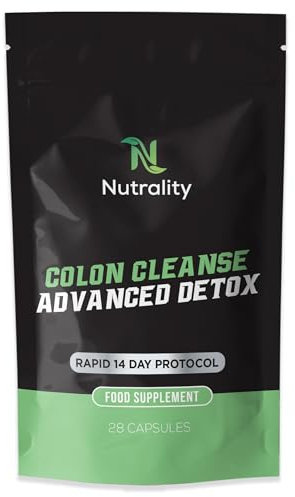 Nutrality Colon Cleanse Advanced Detox Supplement | 14-Day Rapid Protocol for a Healthier You | Stool Softener 100% Natural | 28 Vegan Capsules