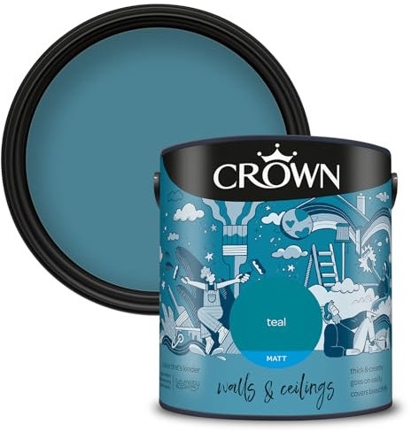 Crown Walls & Ceilings Matt Emulsion Paint, Size 2.5L, Teal