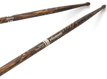 ProMark Rebound 5AB FireGrain Drumsticks, Lacquer Finished Drum Sticks, R5ABFG, Acorn Tip, Hickory Wood - 1 Pair