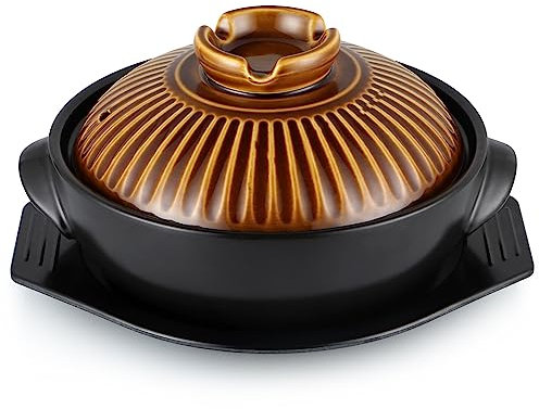 Skelang Koreanische Bibimbap-Schale mit Deckel und Tablett, Keramikschalen, Meeresfrüchtekasserolle, zum Kochen von Nudeln, Suppen, Reis, Kapazität 1,6 L (Vintage-Kupfer)