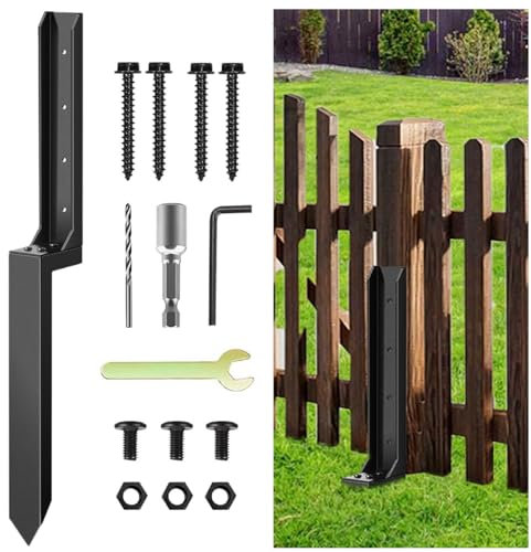 JINBZZON Heavy Duty Fence Post Repair Stakes, Steel Fence Post Repair Kit with Nails, Fence Post Spikes Repairing Damaged/Reinforcement Fence Gate Posts