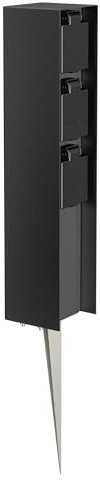 ledscom.de Colonne de Prises de Jardin POMI avec Piquet de Terre pour l'extérieur, IP44, 3X, Noir, carré, 33cm