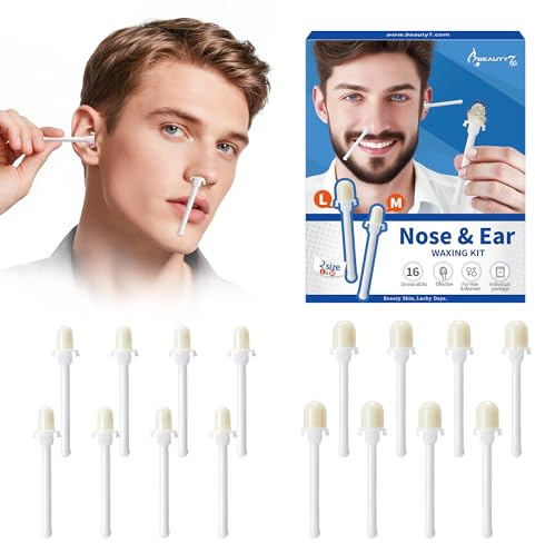Nose and Ear Wax Kit per Uomini e Donne, 16 Bastoncini di Cera Preconfezionati con 2 Formati Pronti all'uso per Depilazione di Naso e Orecchie, Ceretta Sicura, Rapida e Indolore Beauty7