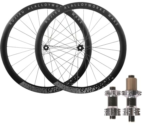 LSRRYD Front Rear Wheels 700C Gravel Road Bike Wheelset Disc Brake 45mm Aluminium Alloy Double Wall Rims Thru Axle Sealed Bearing Hubs Cassette 7 8 9 10 11 12 Speed 24H(Silver,700C Gray)