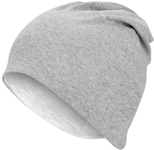 YANIKY Mössa för kvinnor – män modal sovmössa, bomull kemomössa – unisex skull cap – mjuka och hudvänliga mössor, Ljusgrå, one size