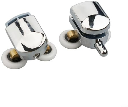 Set di 4 rotelle doppie per porta della doccia, in lega di zinco e acciaio inossidabile, con 2 ruote superiori e 2 inferiori, facili da scivolare, per pannelli in vetro da 5-8 mm
