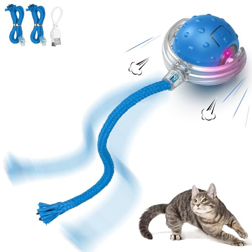 IOKHEIRA Interactive Electric Automatic Cat Toys, Rechargeable Irregular Moving Toys, Stimulate Cats' Hunting Instincts, All Floors & Carpet Available (Blue)