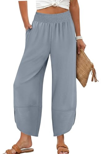 Lepunuo Wide Leg Pants Women Boho Palazzo Cropped Trousers Summer