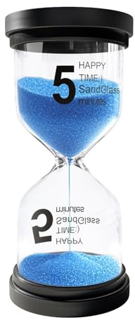 5 Minute Sand Timer, Plastic Hourglass Hour Glass Timer, Acrylic Sand Clock, Small Sand Watch 5 Min for Kids, Toothbrush, Classroom, Games (Blue)
